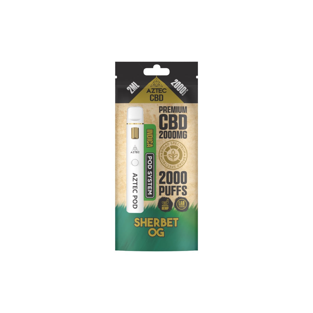 Aztec CBD 2000mg Broad Spectrum Starter Pro Pod Vape Kit 2000 Puffs